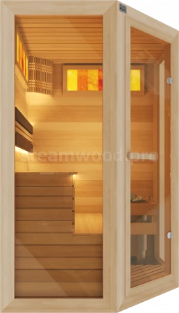 Двухместная угловая финская сауна Comfort из кедра